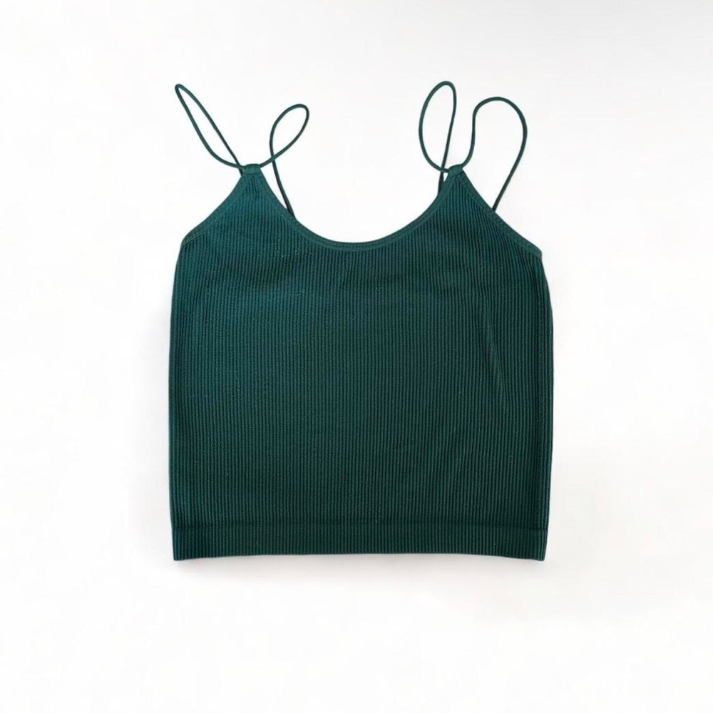 V Neck Seamless Crop Tank in Teal